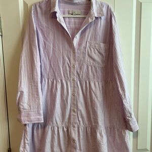 LOFT Lavender Striped Long Sleeve Dress